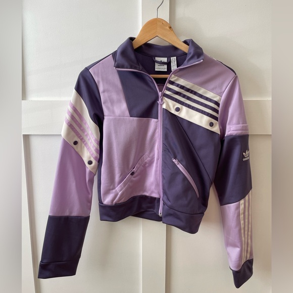 Adidas retro cropped purple zip sweatshirt - Picture 3 of 5